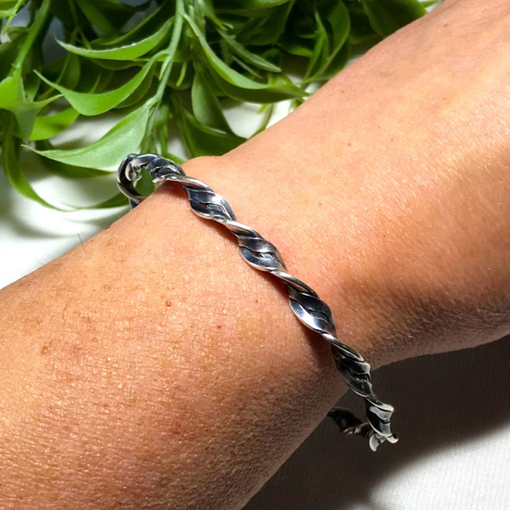 Unique Sterling Silver Twisted Bangle - image 1